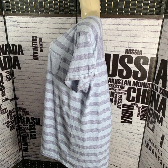 Natural Reflections Blue Striped Short Sleeve Top - Picture 5 of 6